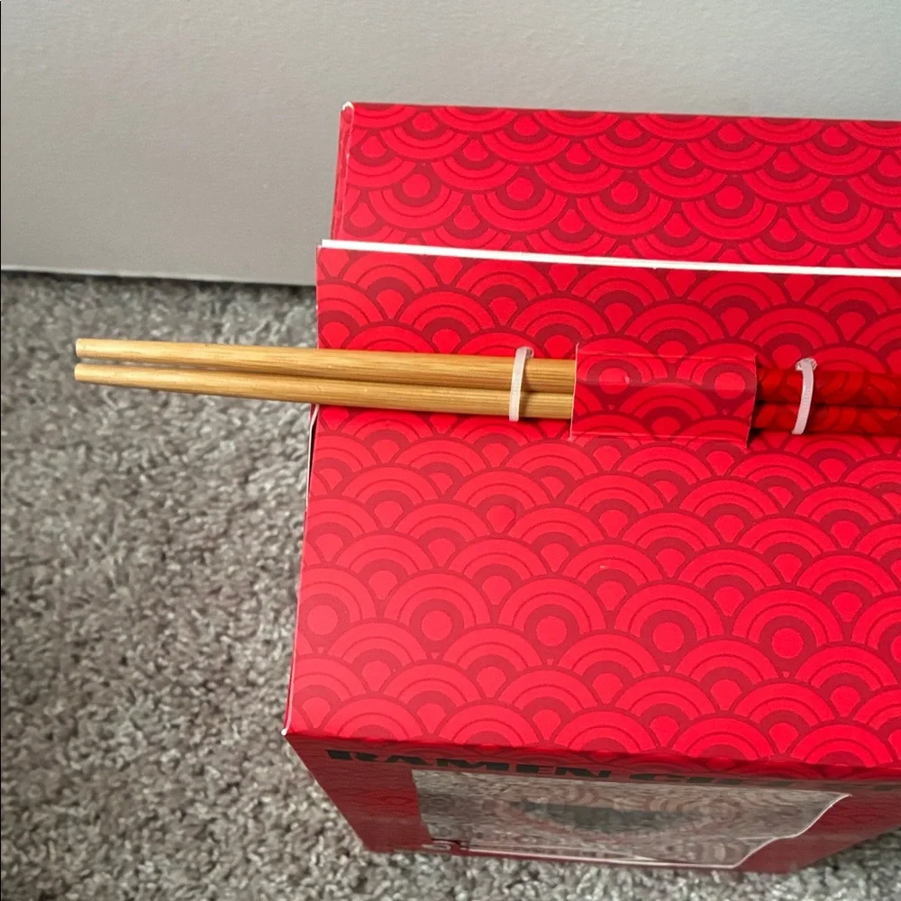 Ramen Gift Set with Red and White Bowl